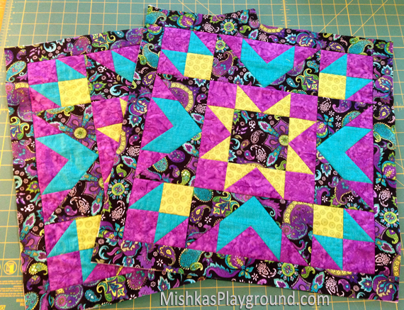 Quilted pillow tops.